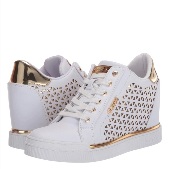 guess wedge sneakers white